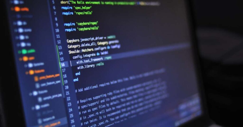 close up screen showing a line of code highlighted