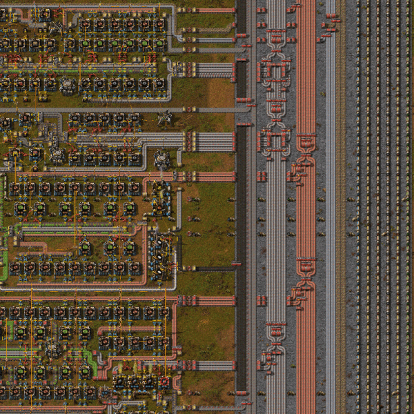 Factorio factory example with main bus