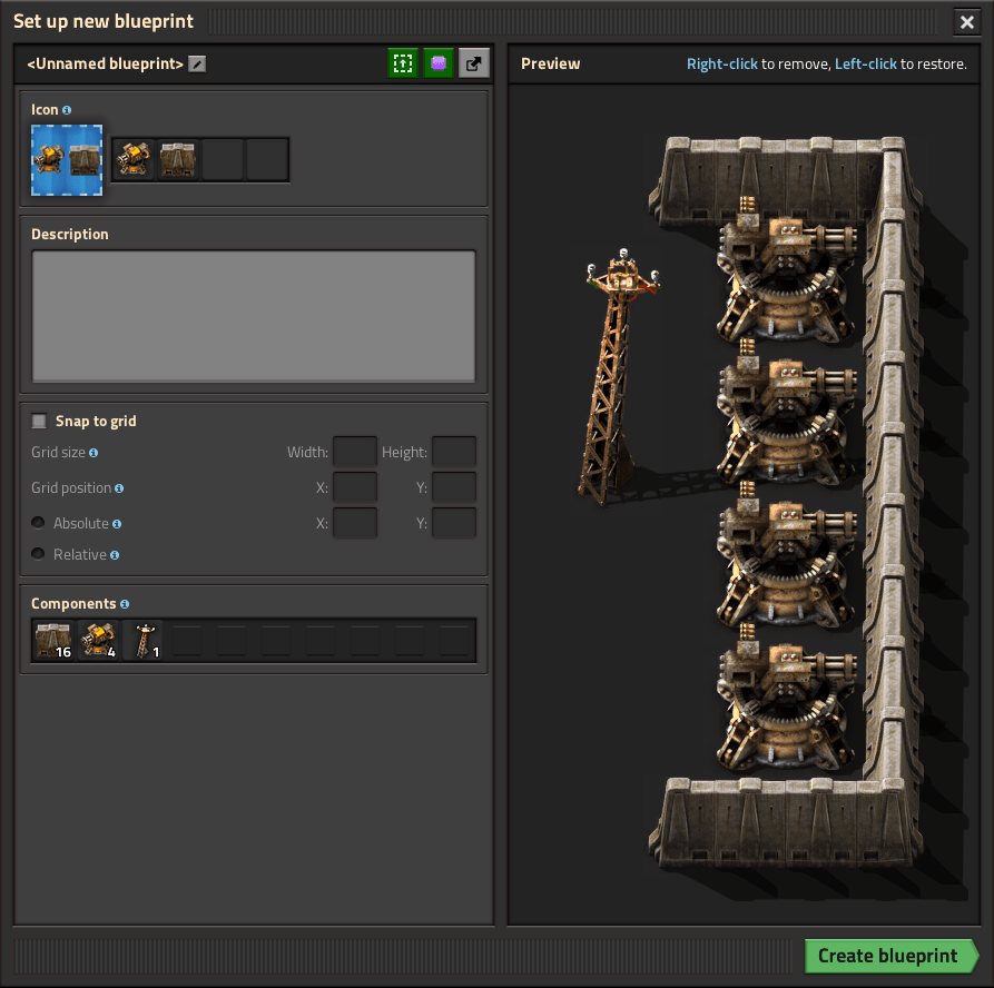 Example screenshot of a factorio blueprint