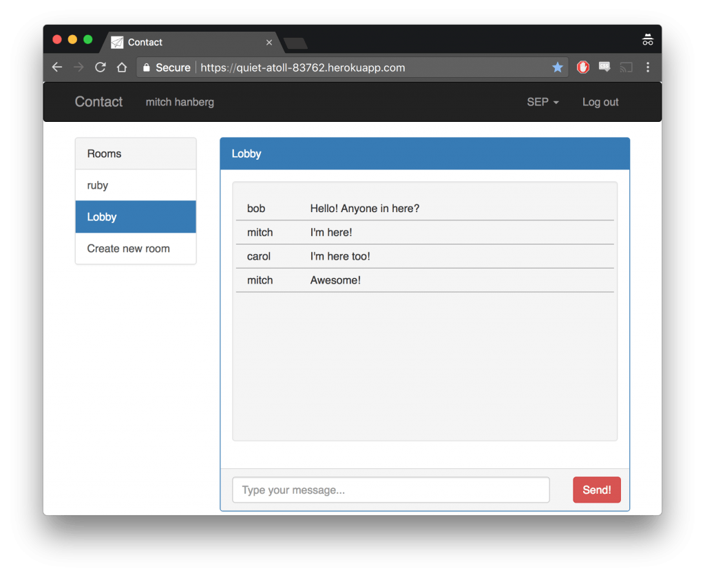 Screenshot of Contact w/ Elm