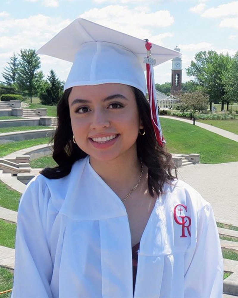 Maker Scholarship recipient in Cap and Gown