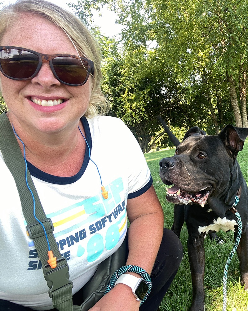 Kelly volunteering time with animals.